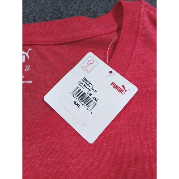 PUMA Essentials Heather Logo Crew Neck Short Sleeve T-Shirt Mens Red Casual 4XL - Picture 7 of 9